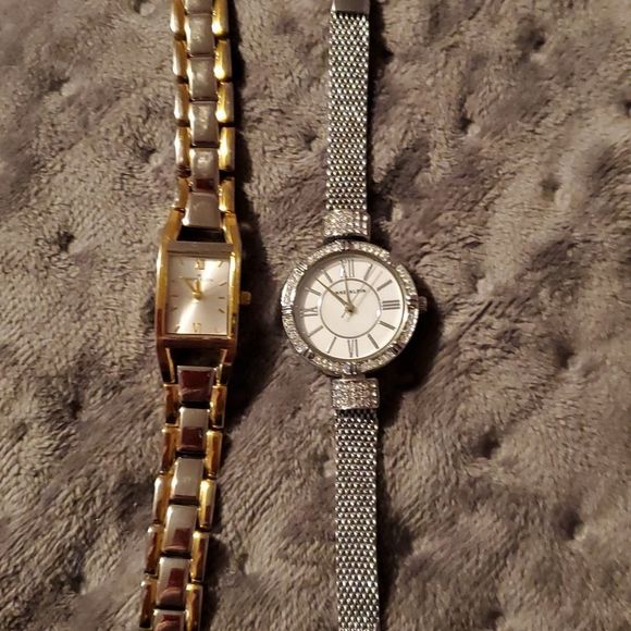 Two Anne‎ Klein Watches 10/9168 Large Cream Face & 10/2209-11 Small Face - Picture 1 of 13